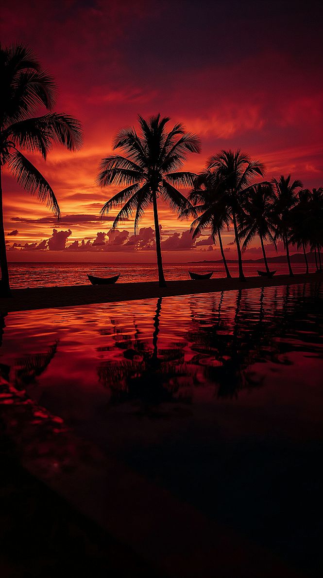 Tropical Paradise Sunset: Vibrant Summer 4K iPhone Wallpaper