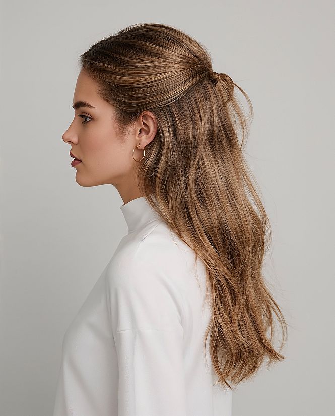 Glamorous Sleek Half-Up Ponytail: Polished Wedding Hair Style