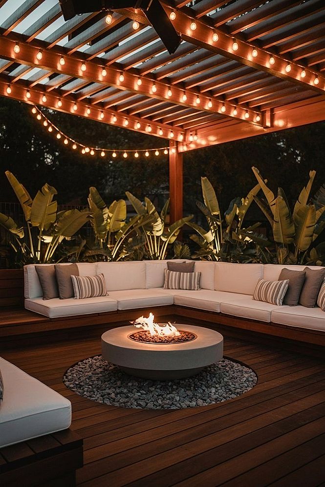Outdoor Oasis: Relaxing Deck Ideas with Patio Lights & Fire Pit