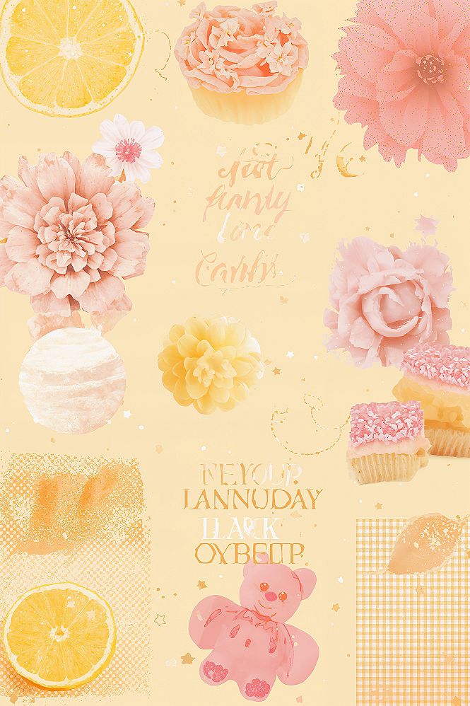 Cute Girly Summer Aesthetic Wallpaper Collage: Pink & Yellow Vibes