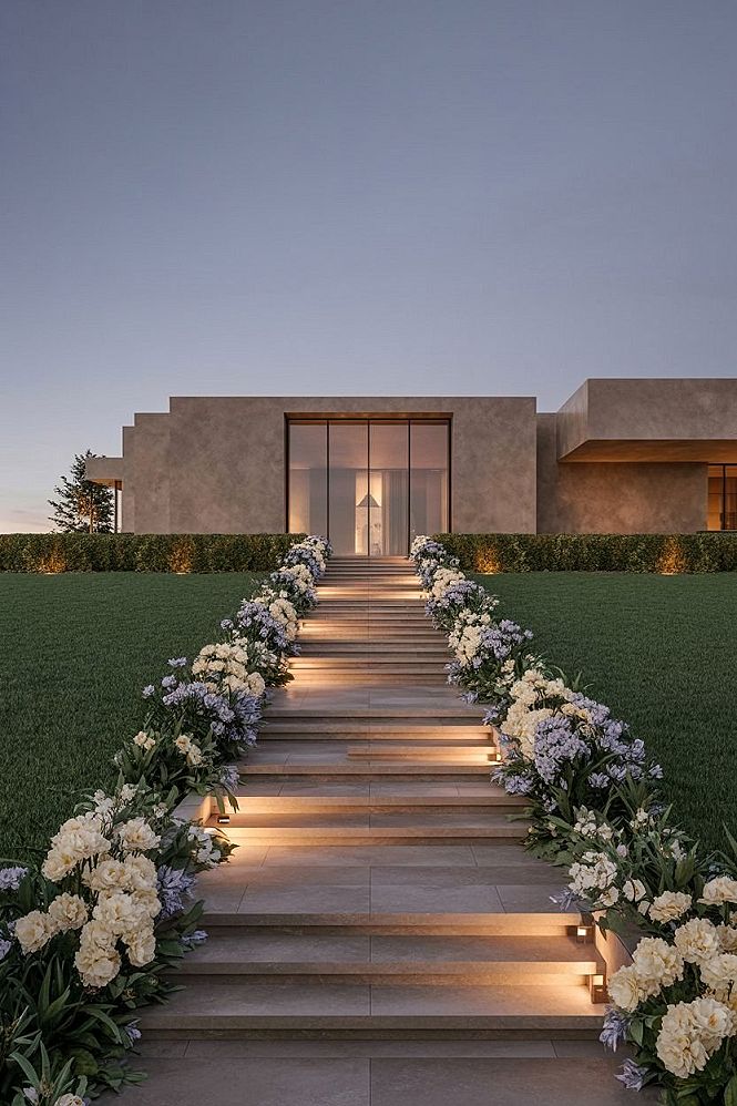 Trendy Front Yard Landscaping: Stone Staircase & Mulch Around Tree Ideas