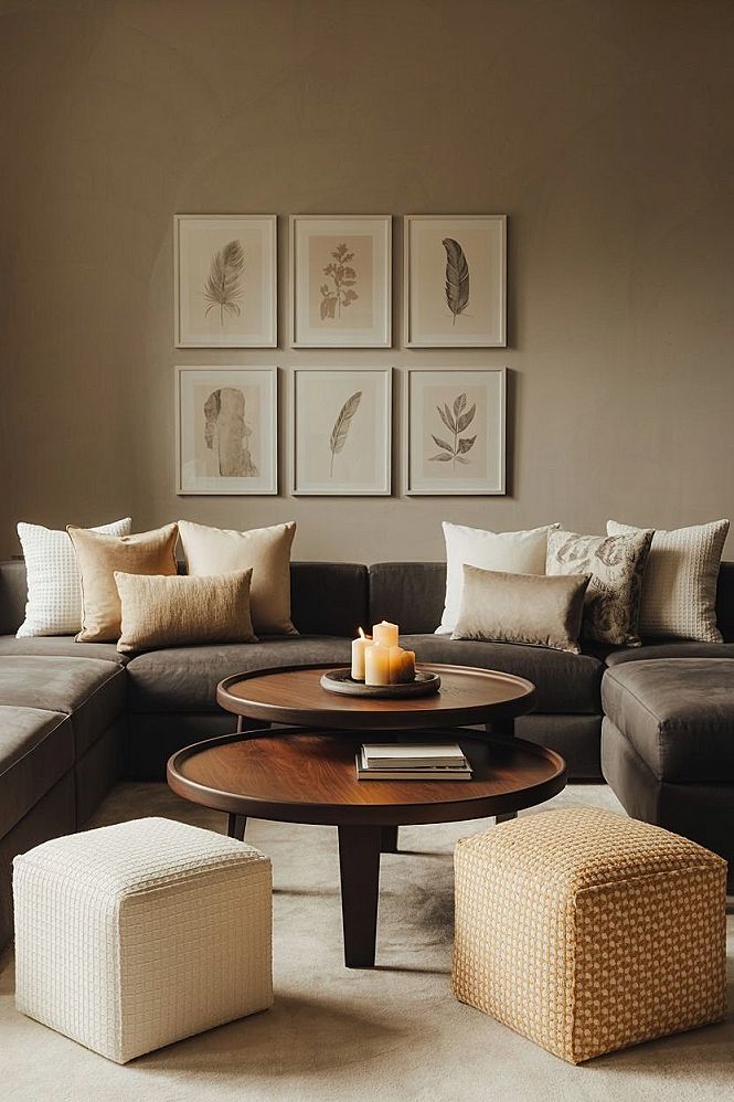 Cozy Living Room: Elegant Brown & Grey Color Palette