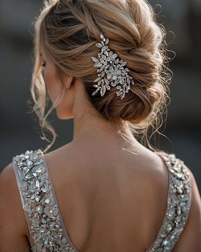 Sparkling Hairpiece Anchors Soft Chignon