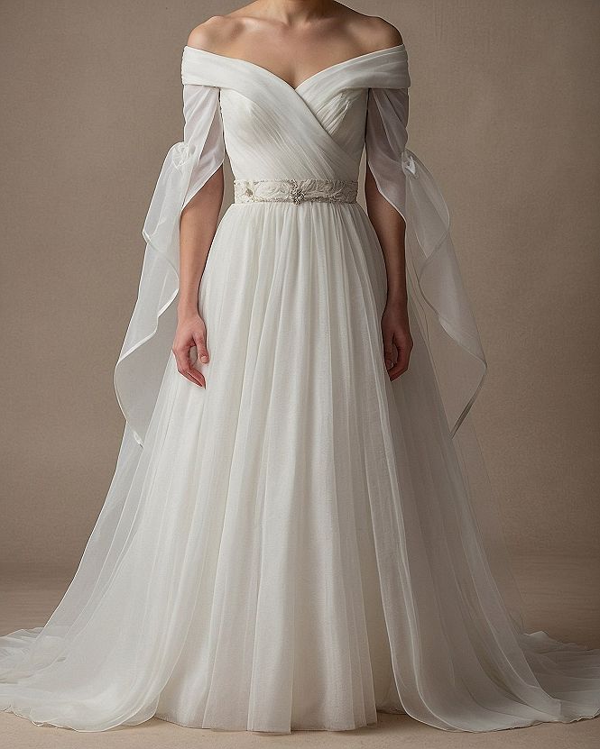 Off-Shoulder Sleeves and Beaded Waist Detail
