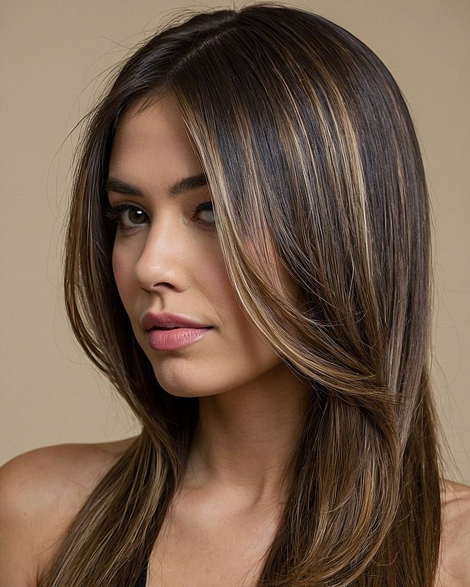 Subtle Face-Framing Layers in Warm Brunette