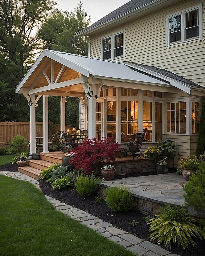 Porch detailing and garden transition