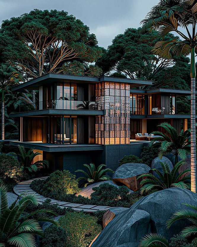 Modern Tropical Houses: Architectural Oasis with Lush Landscaping
