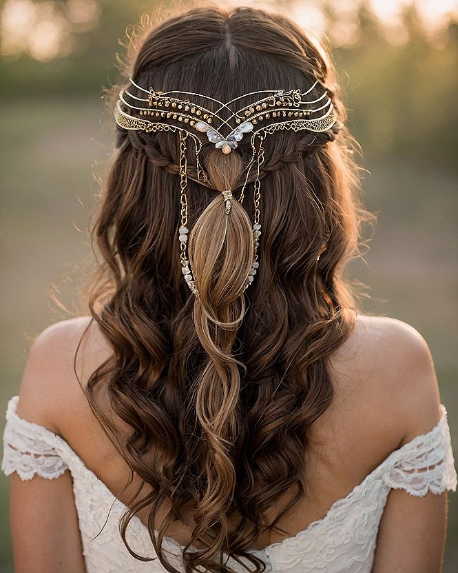 Intricate Headpiece Details and Braided Accents