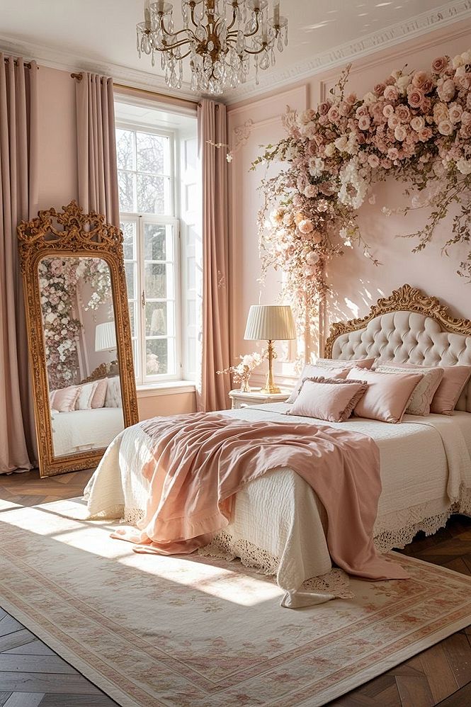 Luxurious Pink Rococo Bedroom: A Fairytale for Adults