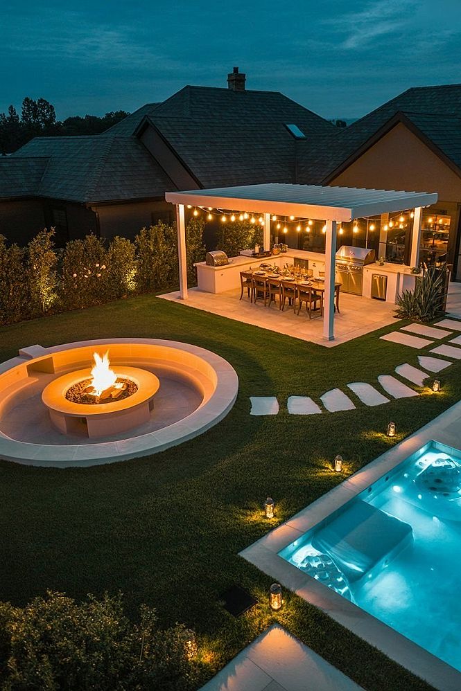 Dream Patio Design: Outdoor Kitchen, Hot Tub & Fire Pit for Ultimate Entertaining
