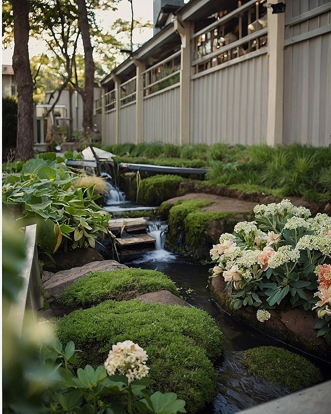 Pairing White Hydrangeas With Water Features