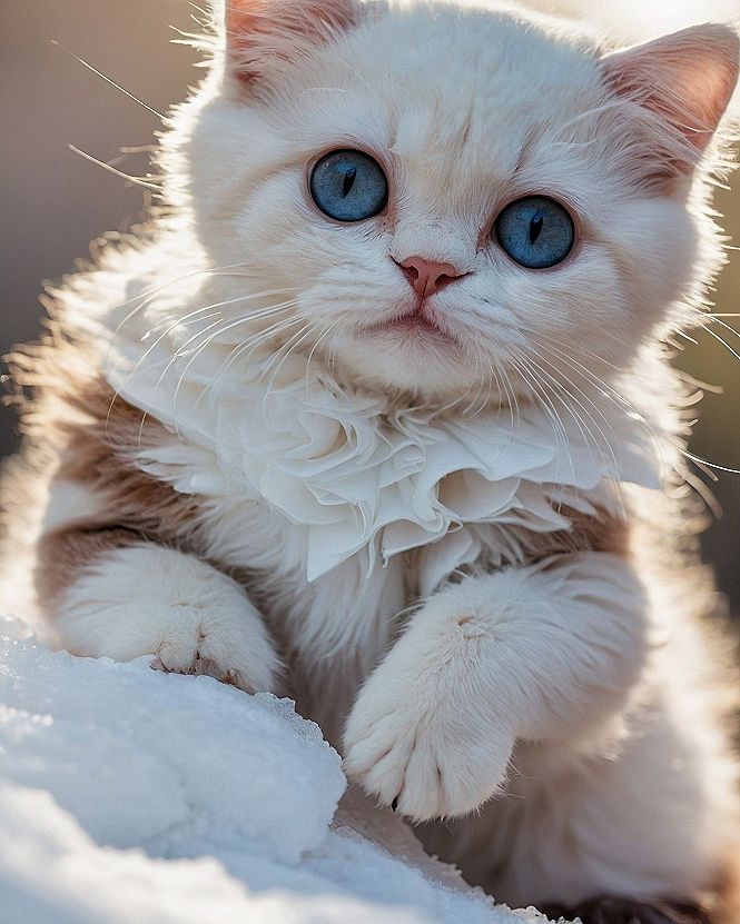 Selecting White Kitten Wallpapers with Blue Eyes