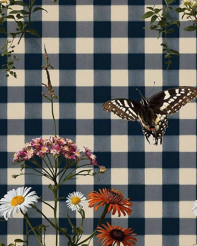 Choosing Blue Gingham Fall Wallpapers With Nature Accents