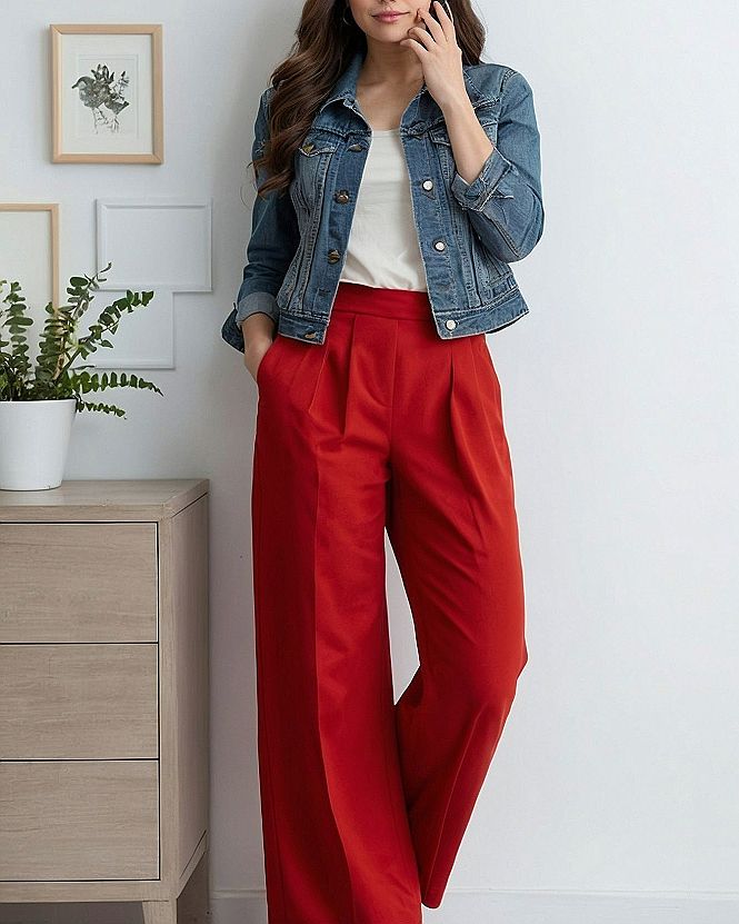 Pairing Mauve Pants With A Denim Jacket
