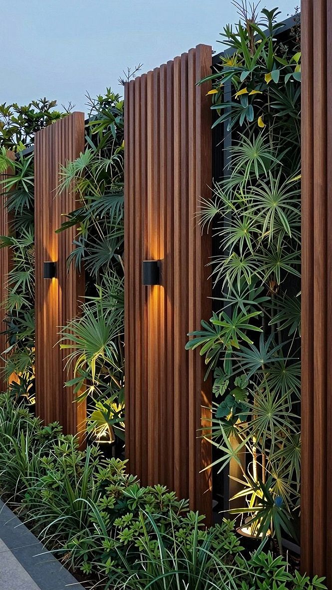 Choosing Slatted Wood Panels and Integrated Lighting for Privacy
