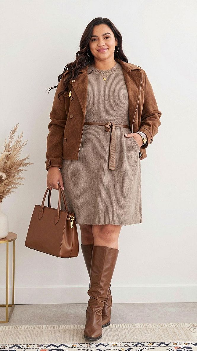 Styling Sweater Dresses With Structured Jackets for Work