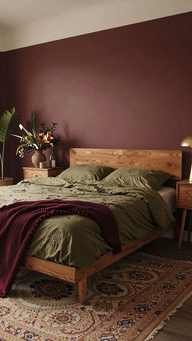 Choosing Rich Paint Colors and Patterned Bedding