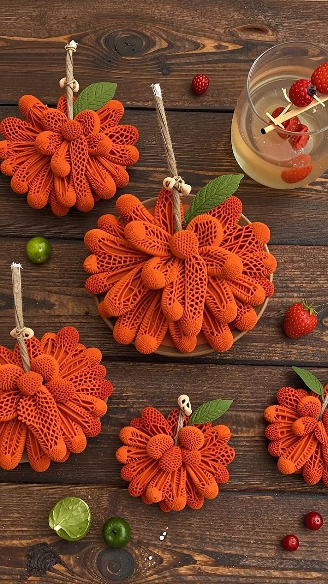 Crafting Textured Orange Pumpkin Ornaments With Natural Twigs