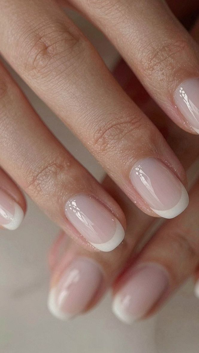 Short Oval Pastel Pink French Tips