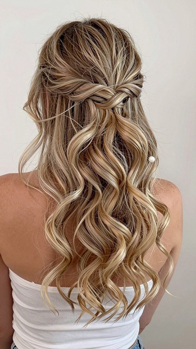 Braided Half Up Half Down Waves for Homecoming