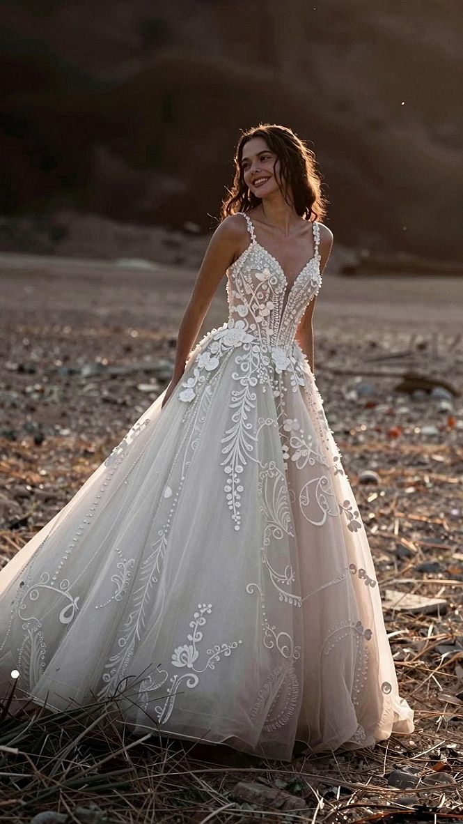 Selecting a Backless Gown with Delicate Beaded Straps