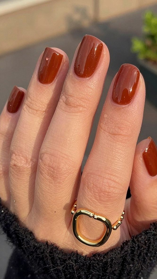 Pairing Jelly Brown Polish With Shorter Nails