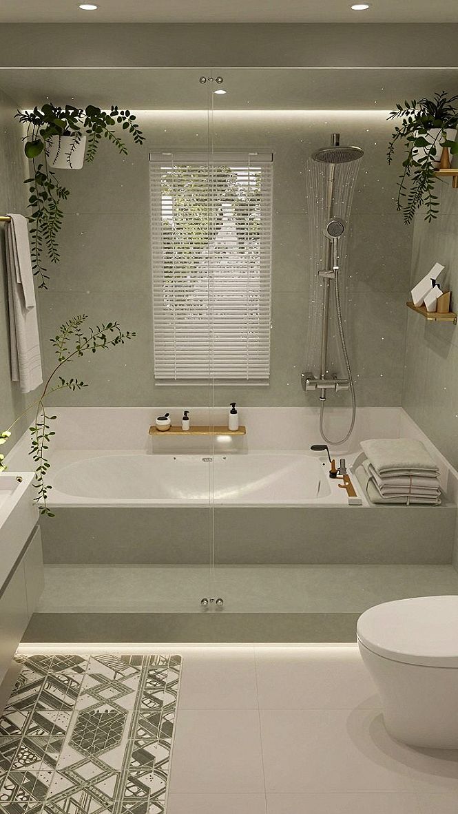 Selecting Dark Tile and Greenery for a Modern Bathroom