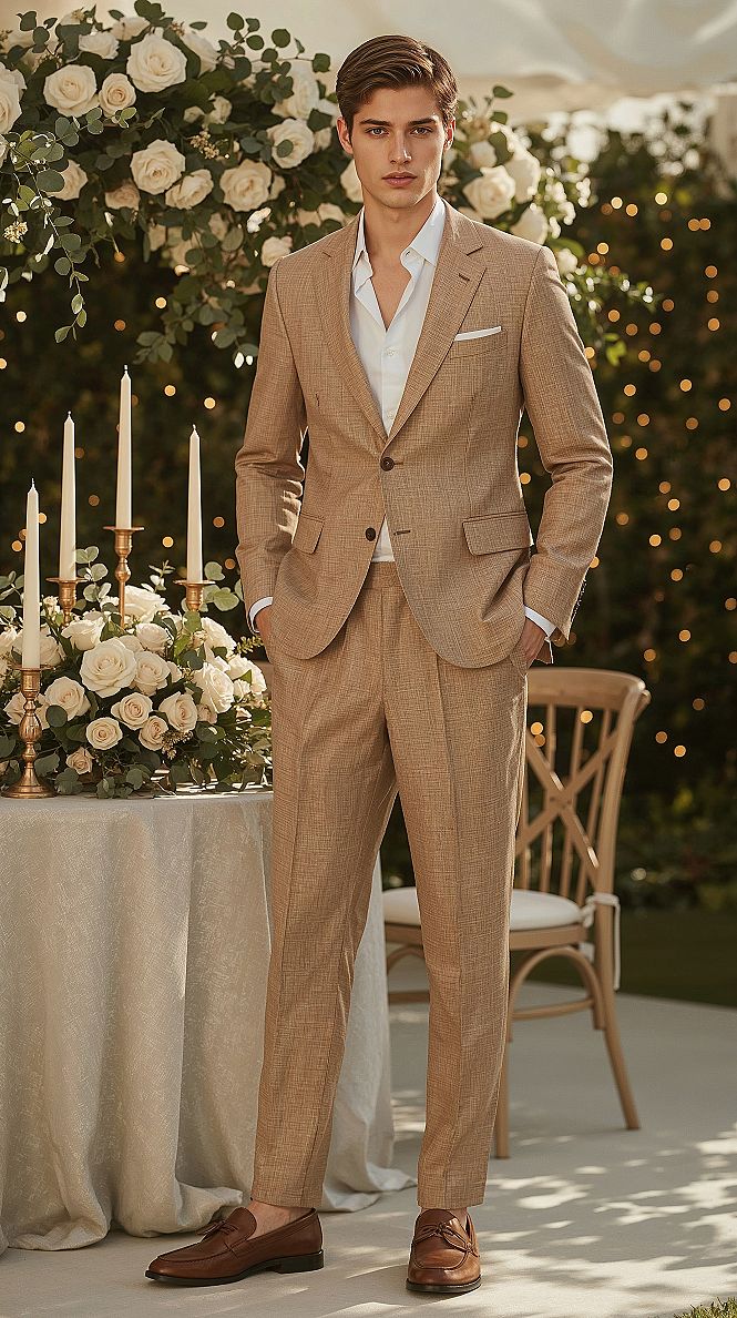 Elegant Beige Suits: Top Summer Wedding Outfits for Men 2025