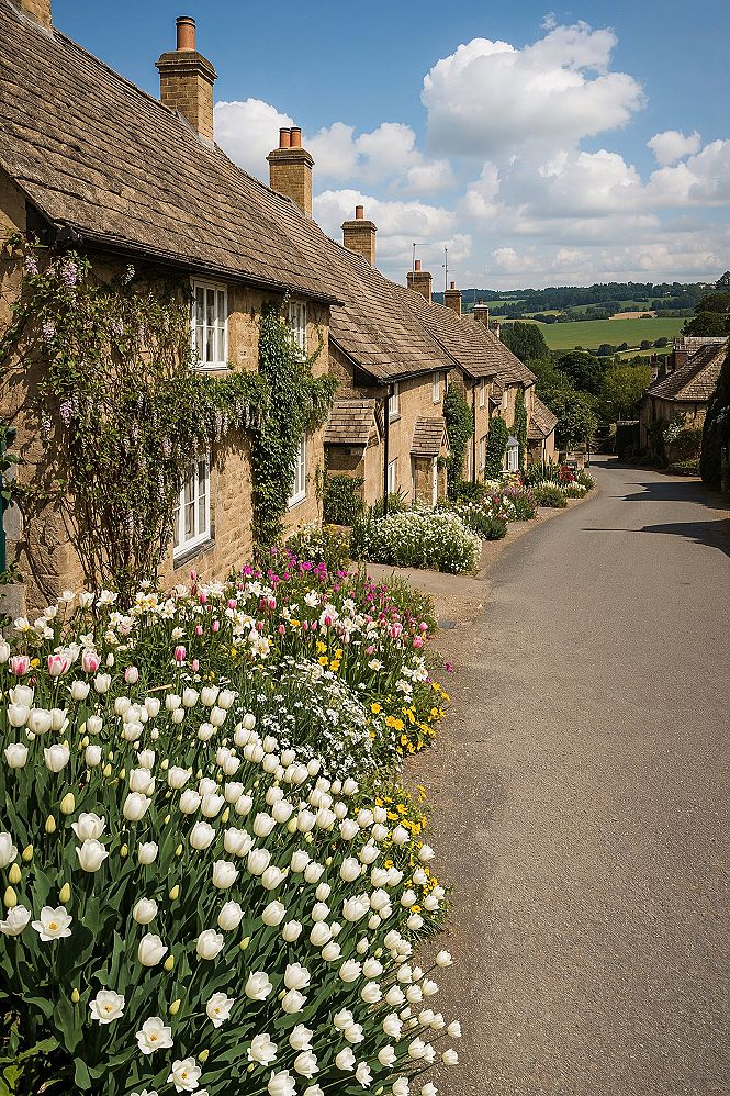 Cotswolds Charm: Vintage Houses & Spring Blooms in English Countryside