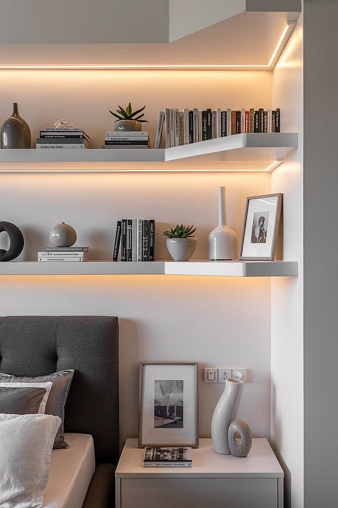 Brilliant Corner Decor Bedroom Ideas with LED Lighting