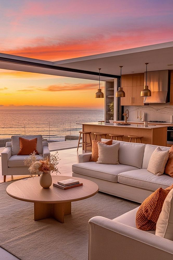 Dream Home Open Concept Living Room with Stunning Ocean Views