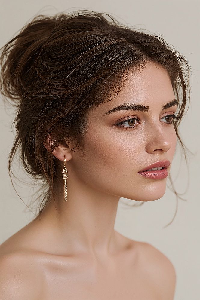 Elegant Brown Updos with Face-Framing Strands for Special Occasions