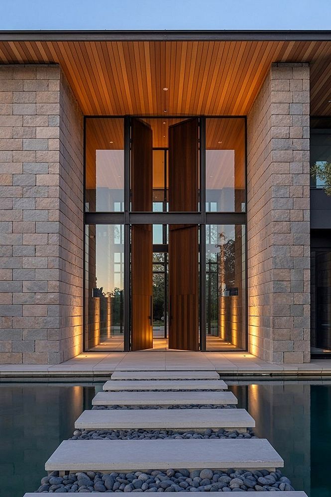 Grand Entrance: Modern Front Door & Stepping Stone Pathway
