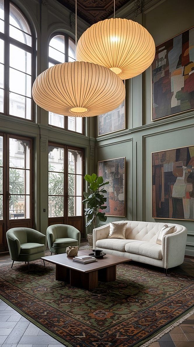 Eclectic Modern Living Room: Grand Open-Plan Interiors