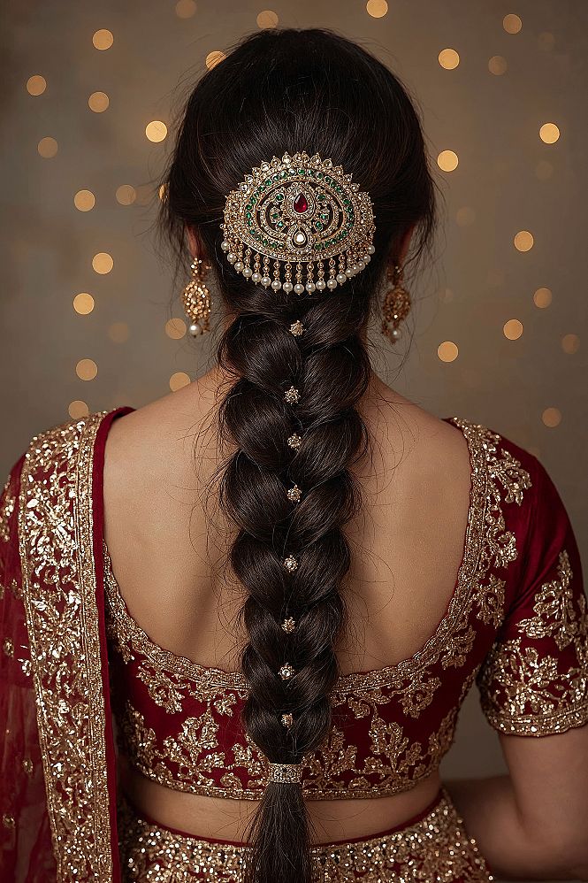 Stunning Indian Bridal Braid with Traditional Choti Jewelry