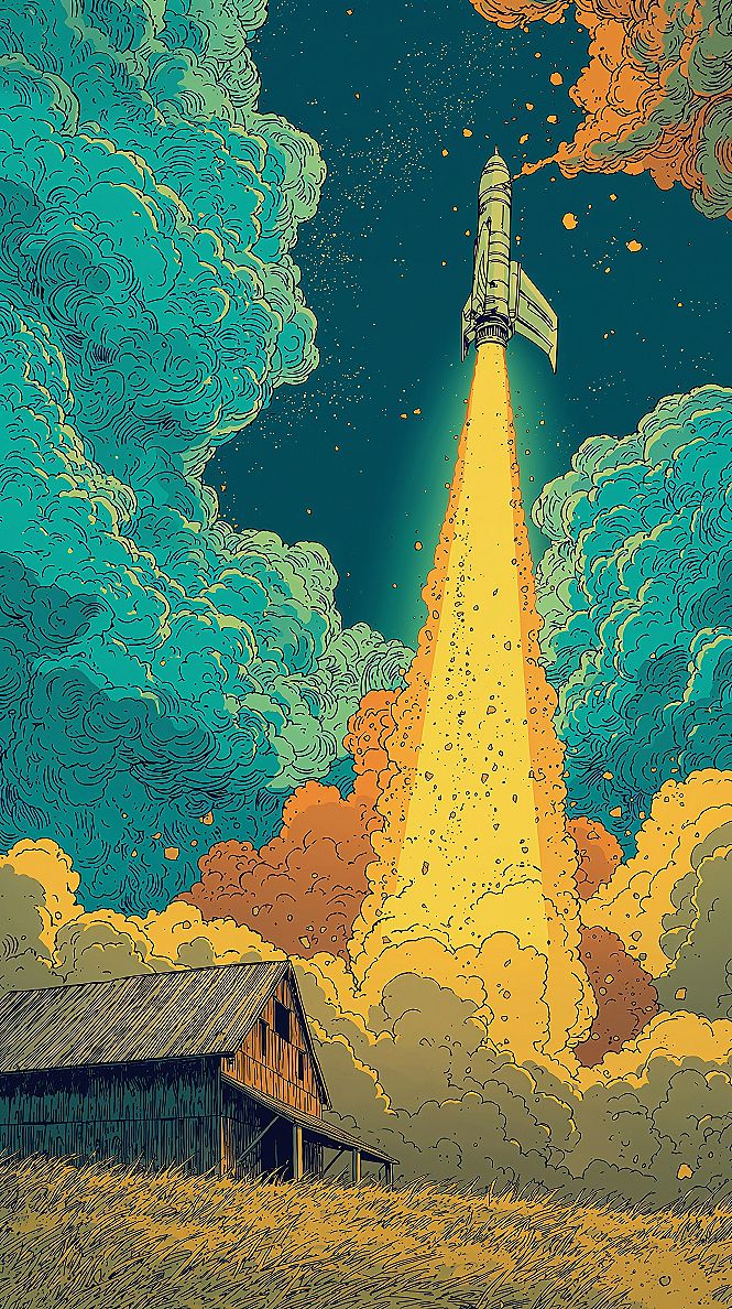 Artistic Space & Barn: Dynamic Rocket Launch Cool Wallpapers