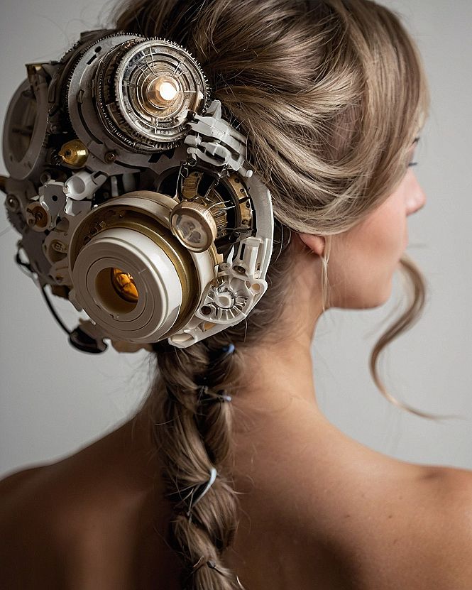 Steampunk Headpiece in Ivory and Burnished Gold