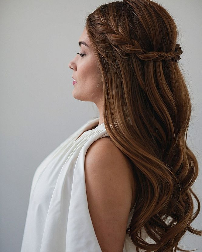 Braided Crown Accents for Long Flowing Bridal Hair