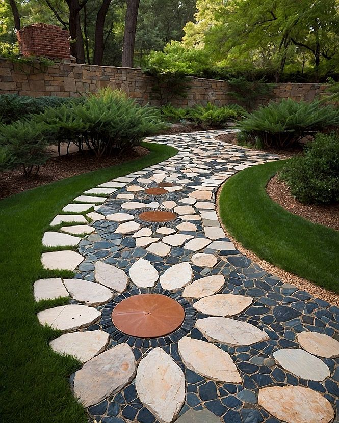 Laying a Patterned Stone Pathway Around Yard Trees