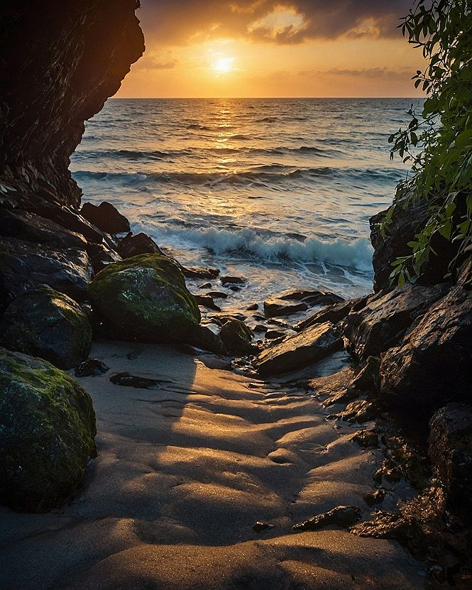 Applying and Protecting Sunset Ocean Cave Wallpaper