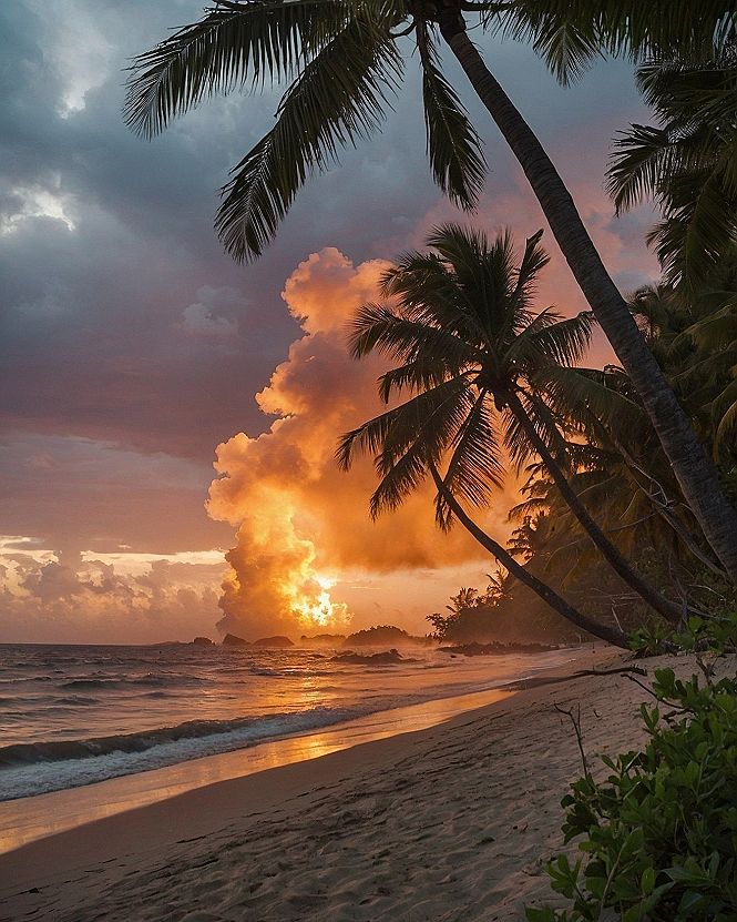 Setting Sunset Palm Silhouettes as Your Phone Wallpaper