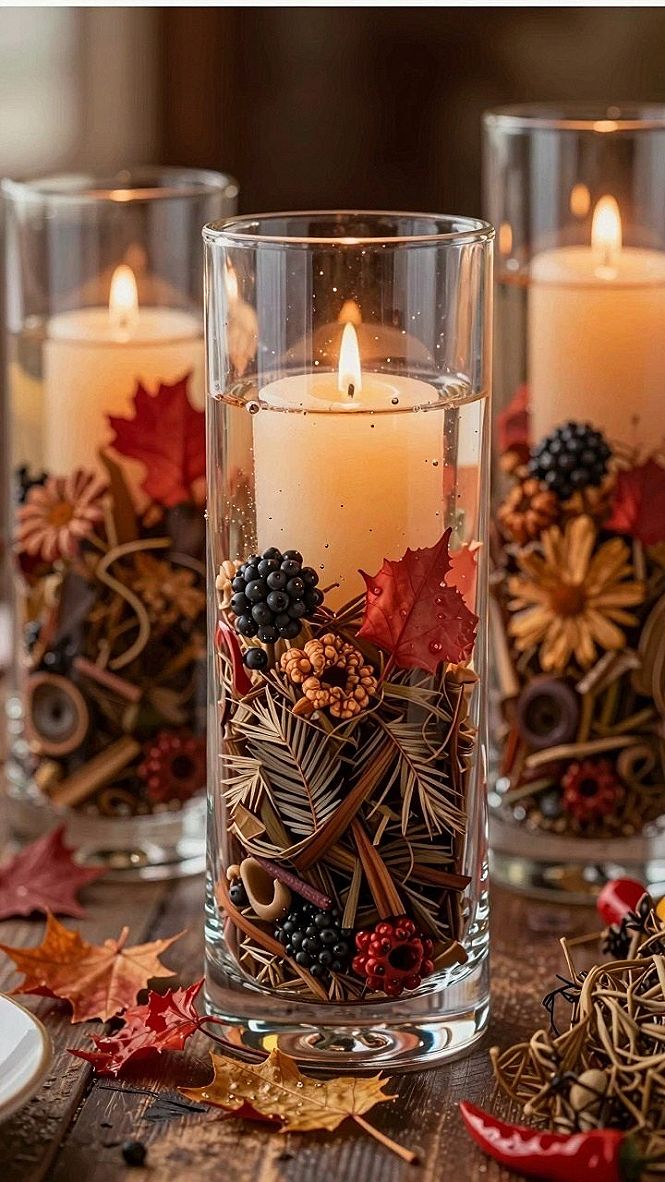 Floating Candle Glass Cylinder Centerpieces for Halloween