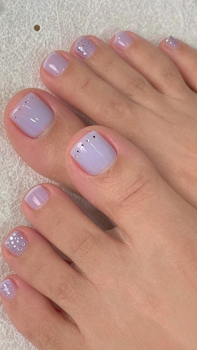 Maintaining Lavender Pedicures With Delicate Dot Details