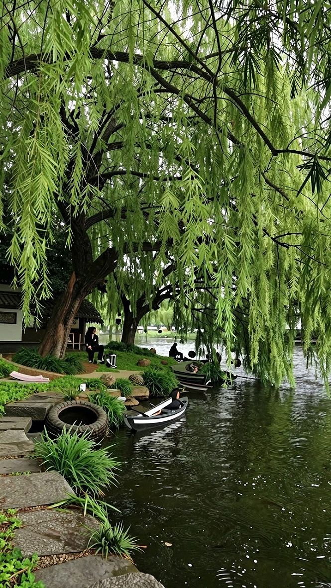 Maintaining Lush Weeping Willows Near Park Waters