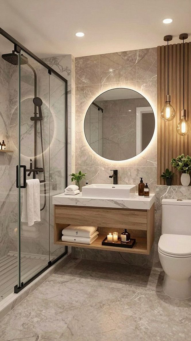 Adding Warmth With Wood Slat Panels and Accent Lighting