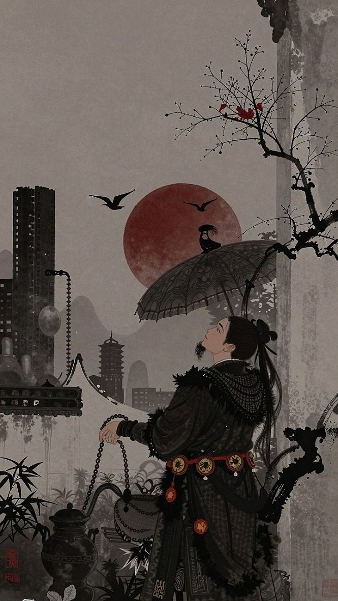 Caring for Muted Historic Anime Scenery Wallpaper