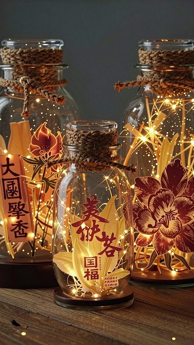 Making Stained Glass Bottle Lanterns with Autumn Botanicals