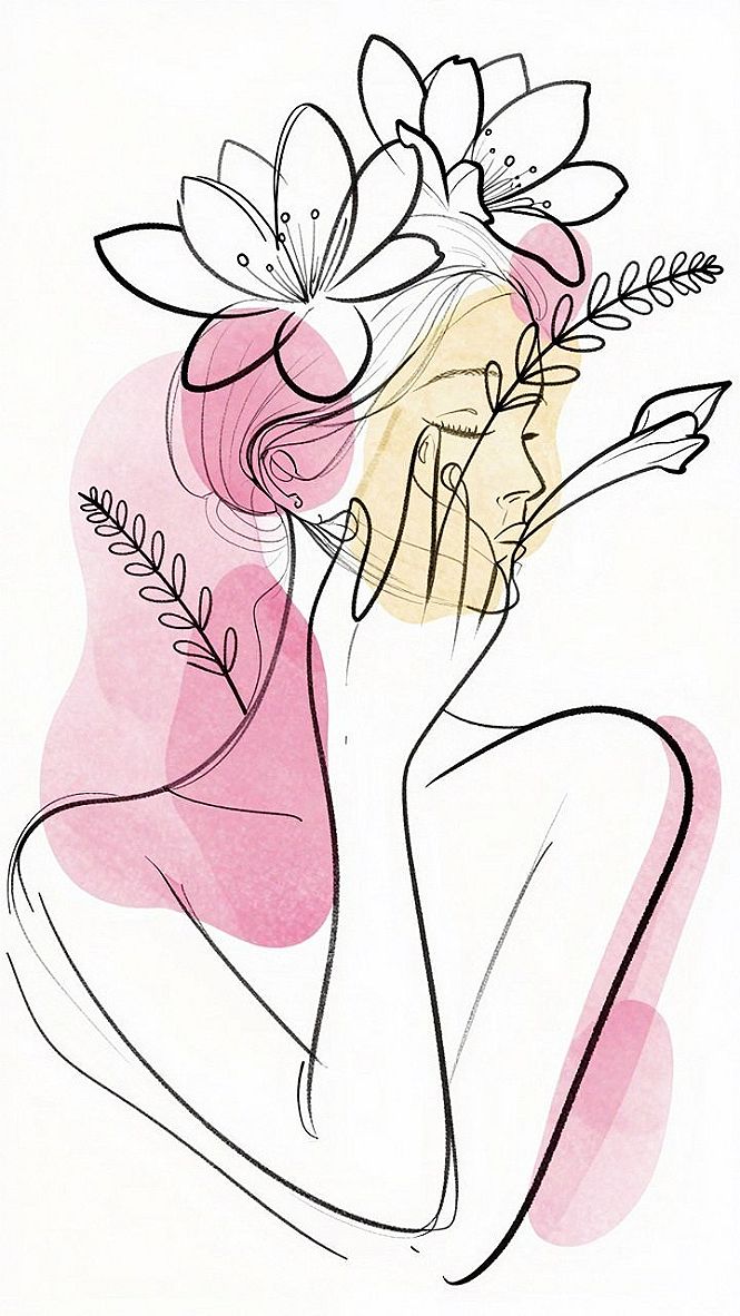 Adding Soft Watercolor Washes Behind Floral Line Art