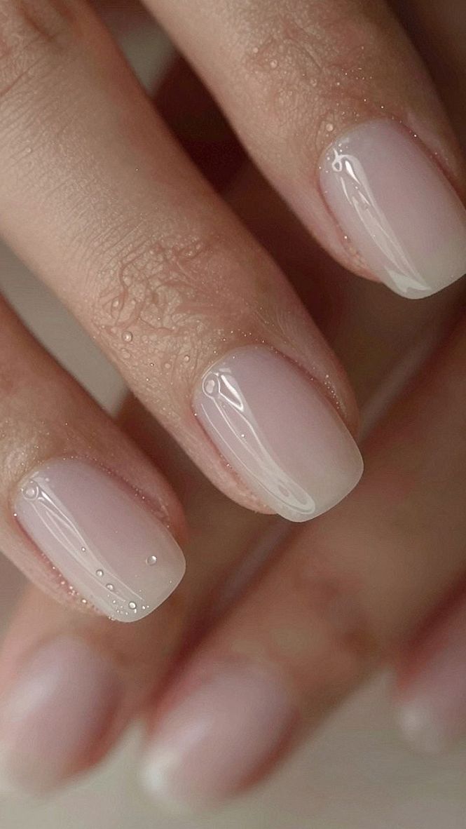 Keeping Short Glossy Pastel Pink Nails Fresh