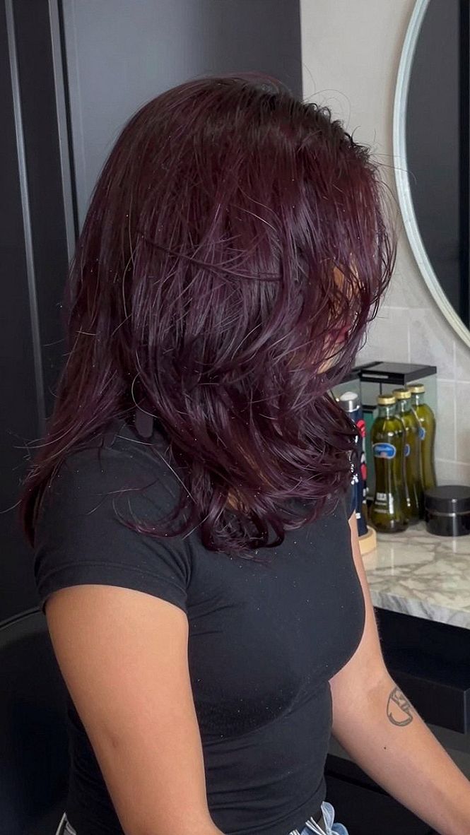 Maintaining Deep Cherry Cola Tones On Shag Haircuts